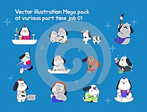 Dog character illustration with funny experienced with special part time jobsme